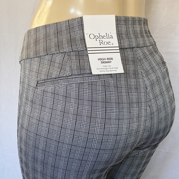 SALE - OPHELIA ROE Trousers Plus Size 2X Plaid Gray/Black Stretchy Skinny NWT - Picture 2 of 8